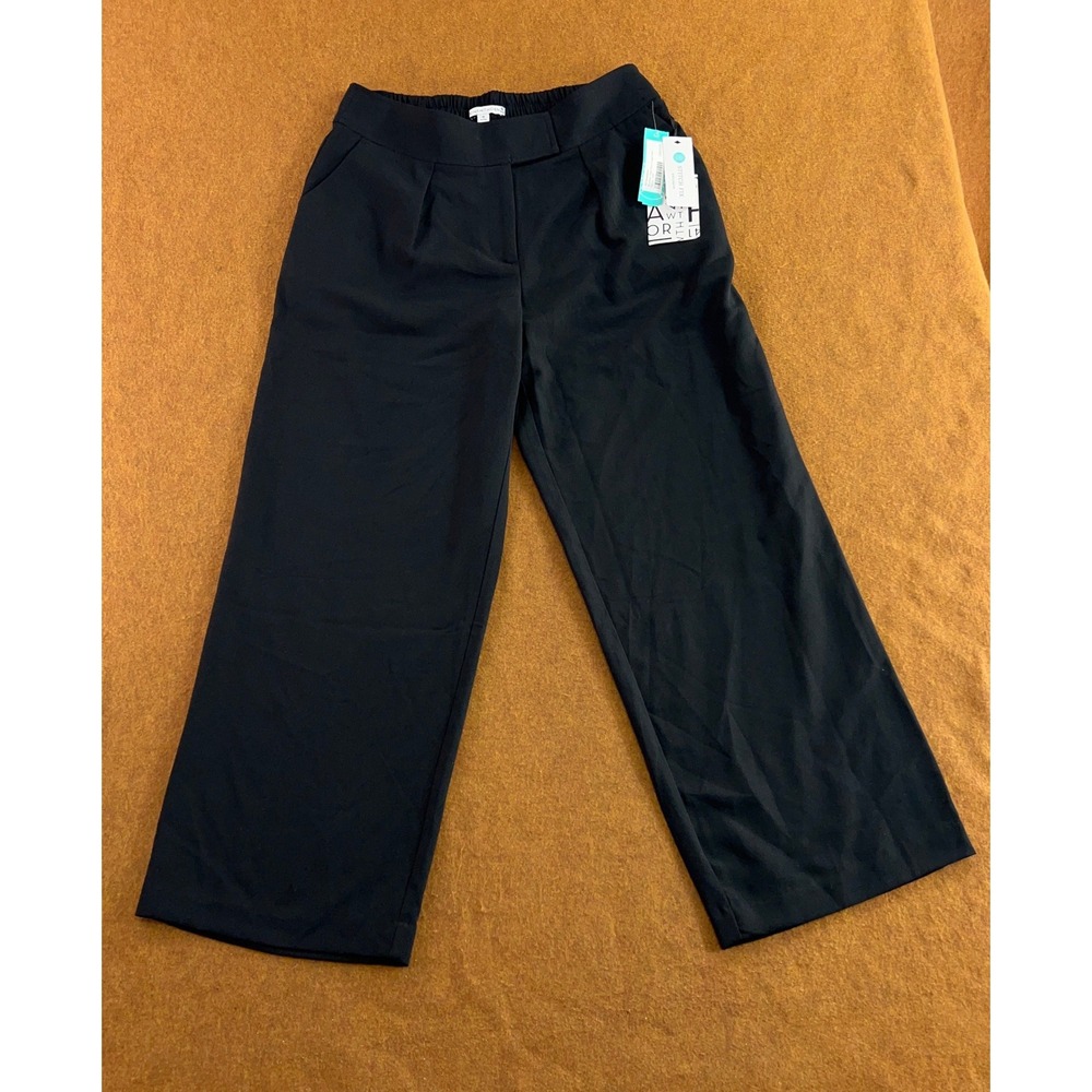 41 Hawthorn Womens 14P Black Brynlee High Rise Crepe Wide Leg Pant NWT